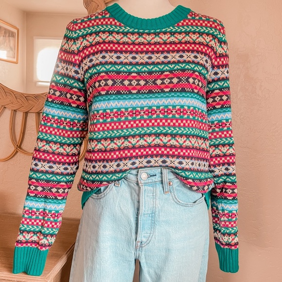 J. Crew Sweaters - J Crew Fair Isle Funky Colorful Cozy Heart Sweater